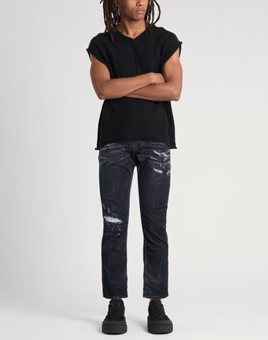 Man Jeans Black Size 32 Cotton, Elastomultiester, Elastane, Cow leather