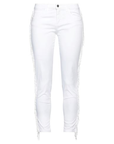 Woman Pants White Size 10 Cotton, Elastane