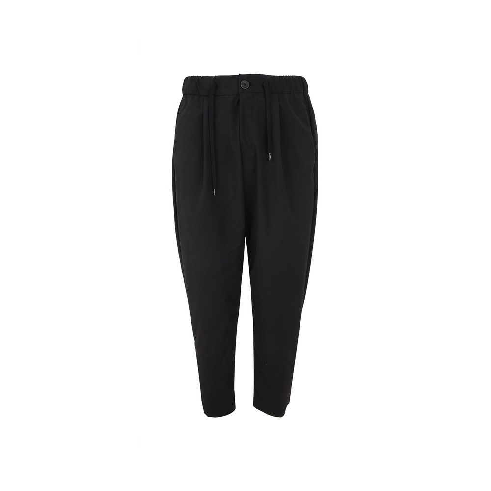 Elasticated Polyester Trousers — Black