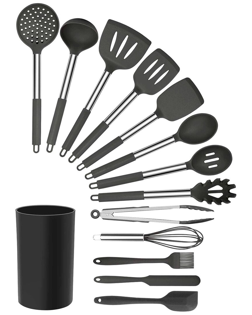 Set of 14 Silicone/Stainless Steel Cooking Tools