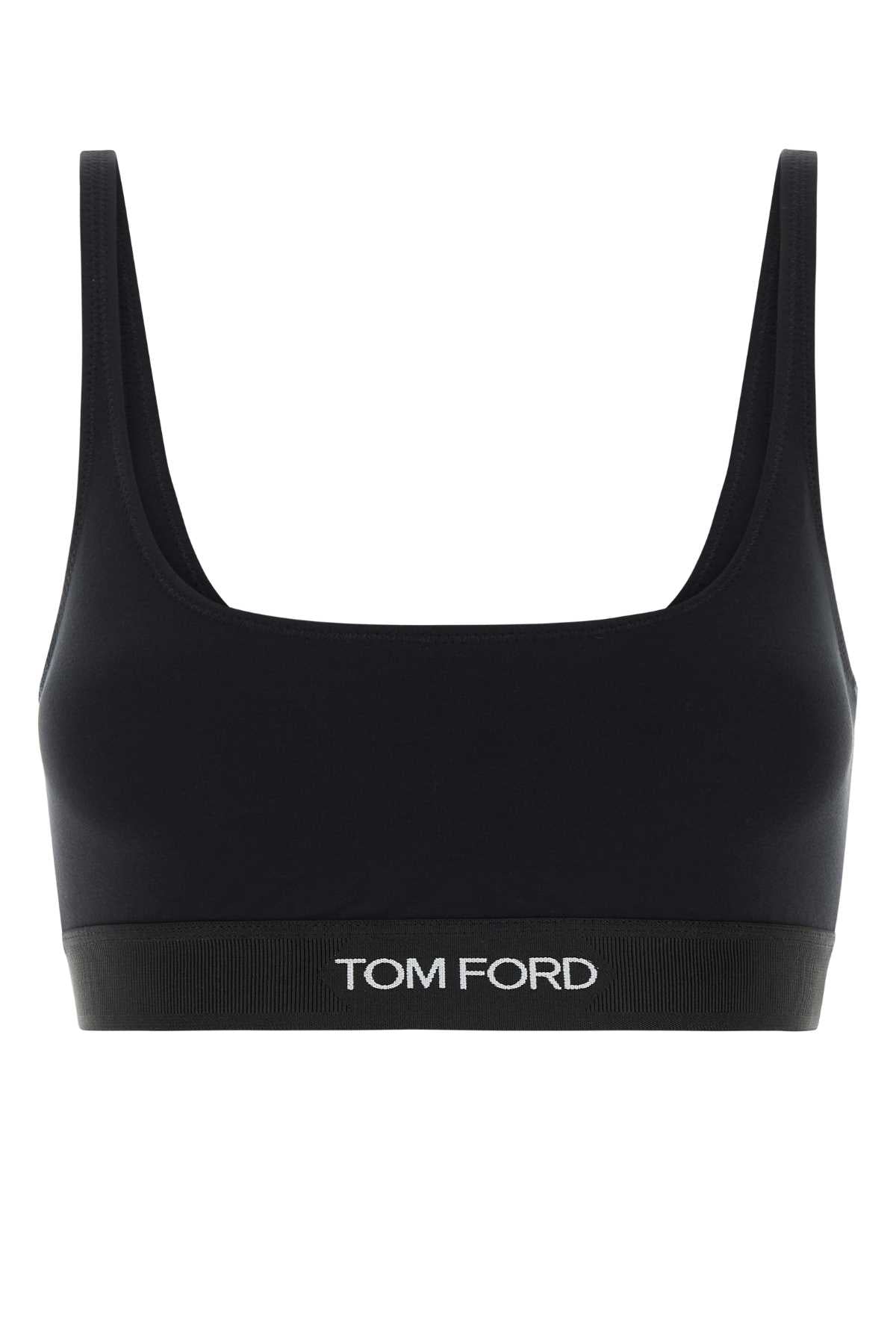 Logo-Embroidered Modal Tank Top — Black