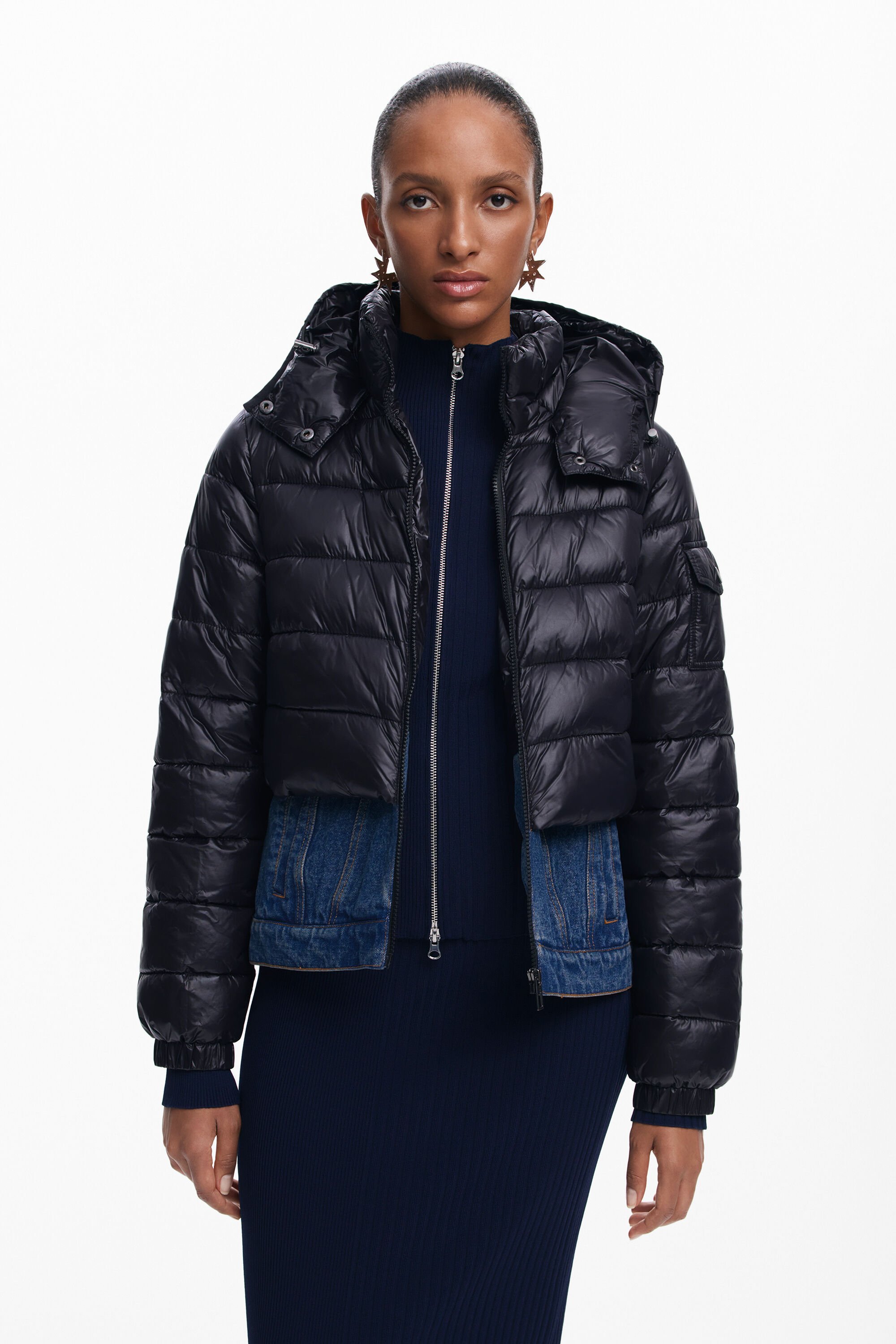 Combined short padded coat