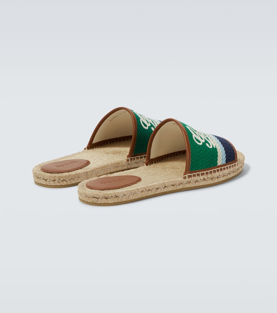 Gucci Logo leather-trimmed espadrilles slides