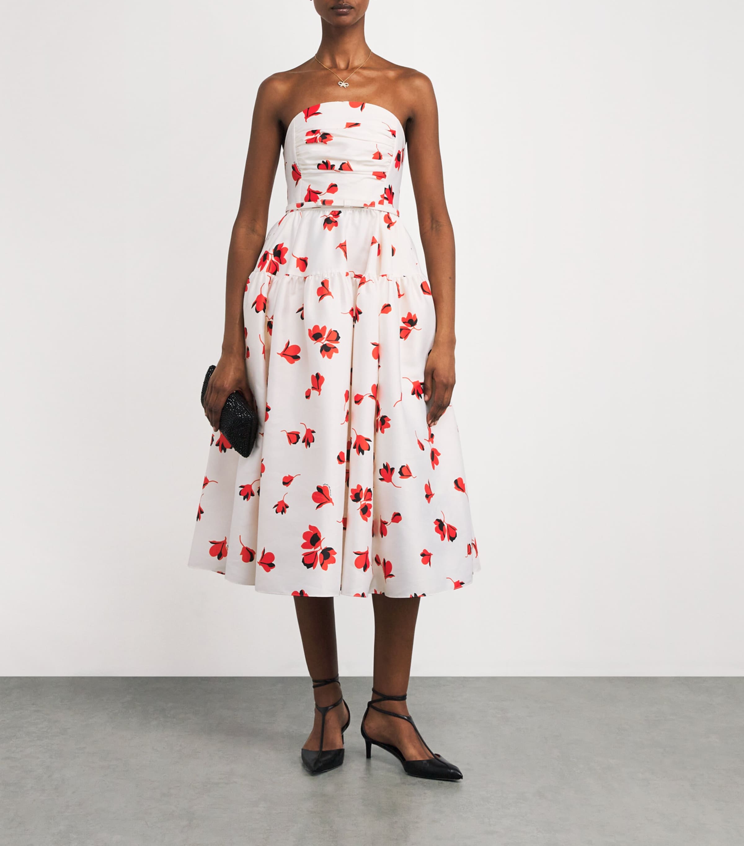 Floral Strapless Midi Dress