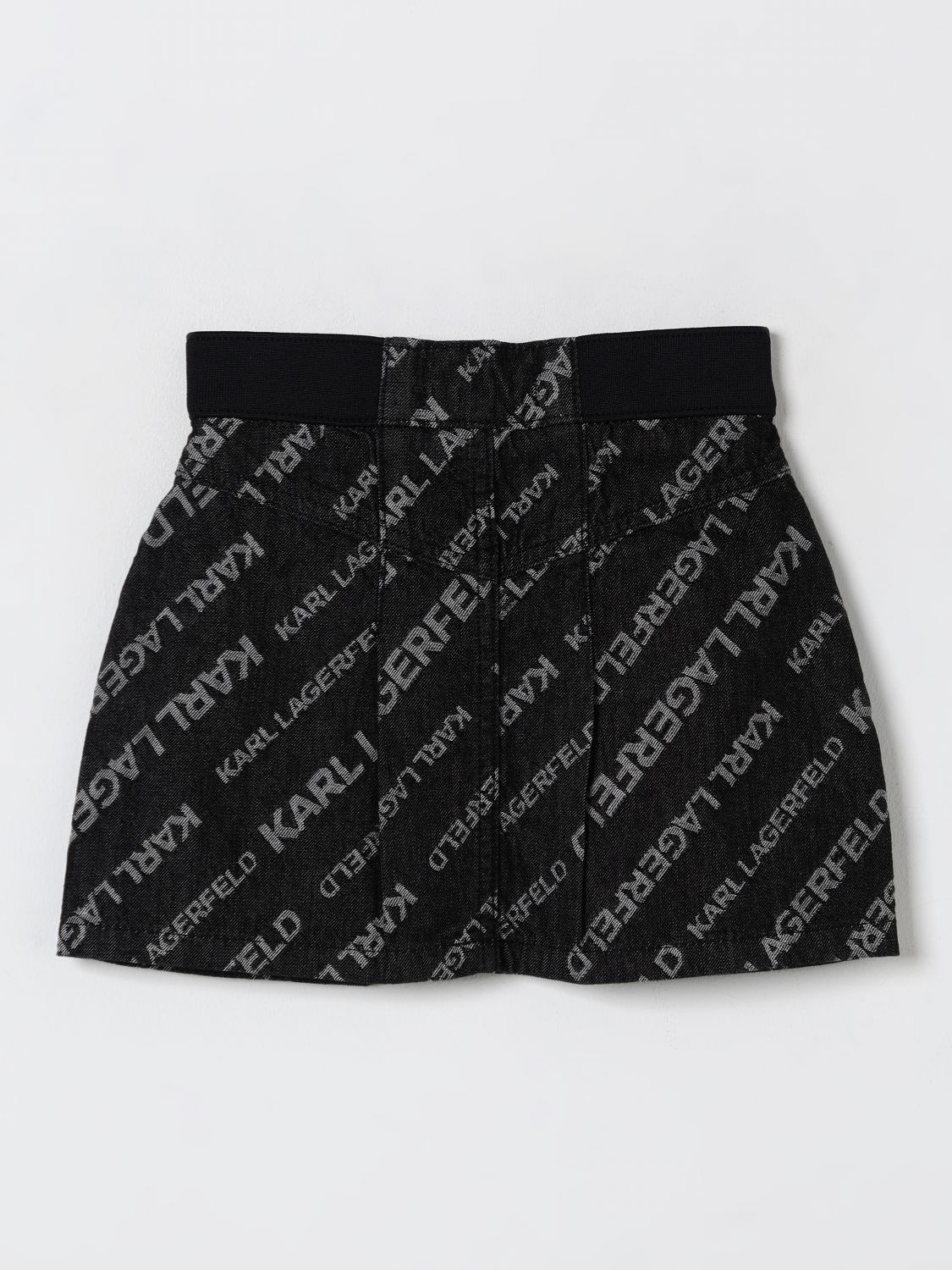 Logo-jacquard denim skirt - Grey