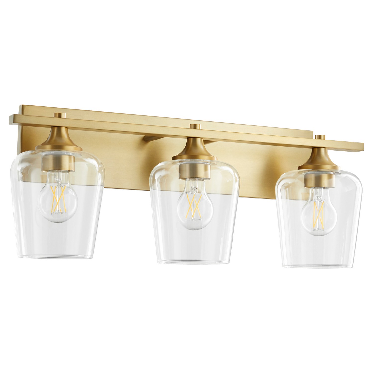 Aged Brass Three Light Vanity from the Veno Collection