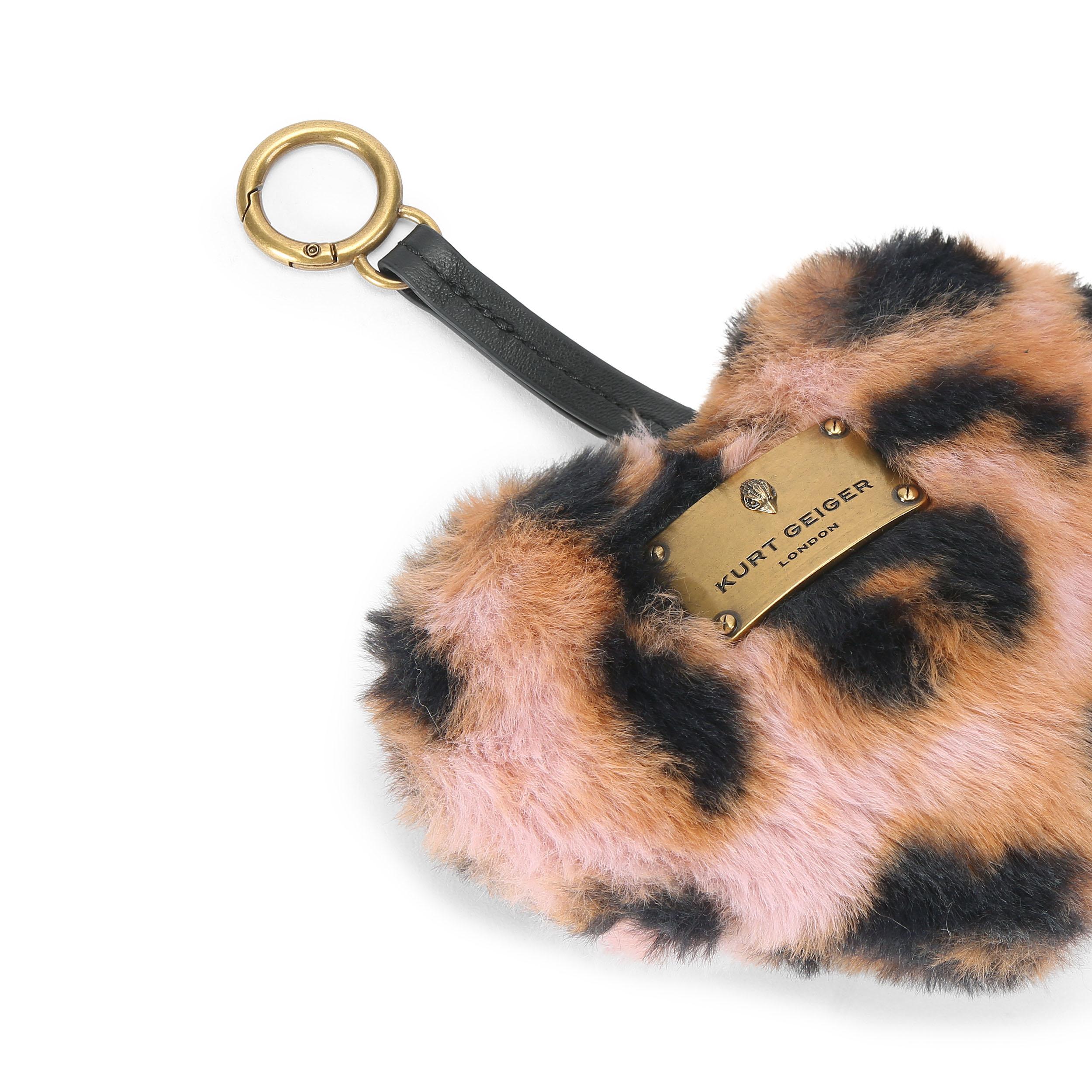 Kurt Geiger London Womens Brixton Heart Charm Fur - Brown - One
