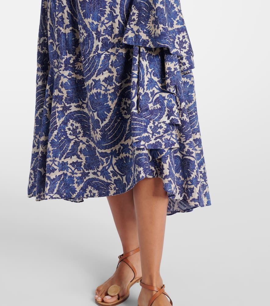 Sabina printed cotton-blend maxi skirt