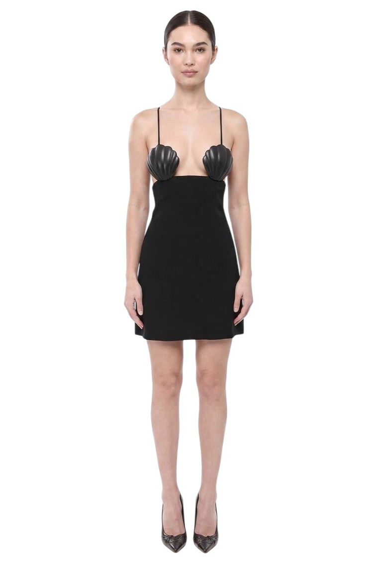 Black Sweet Heart Neck Mini Dress