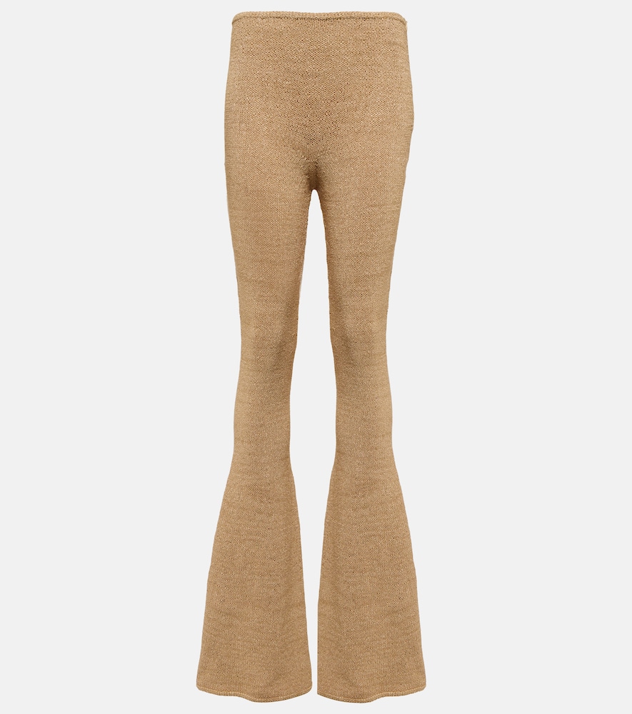 Crochet high-rise flared leggings