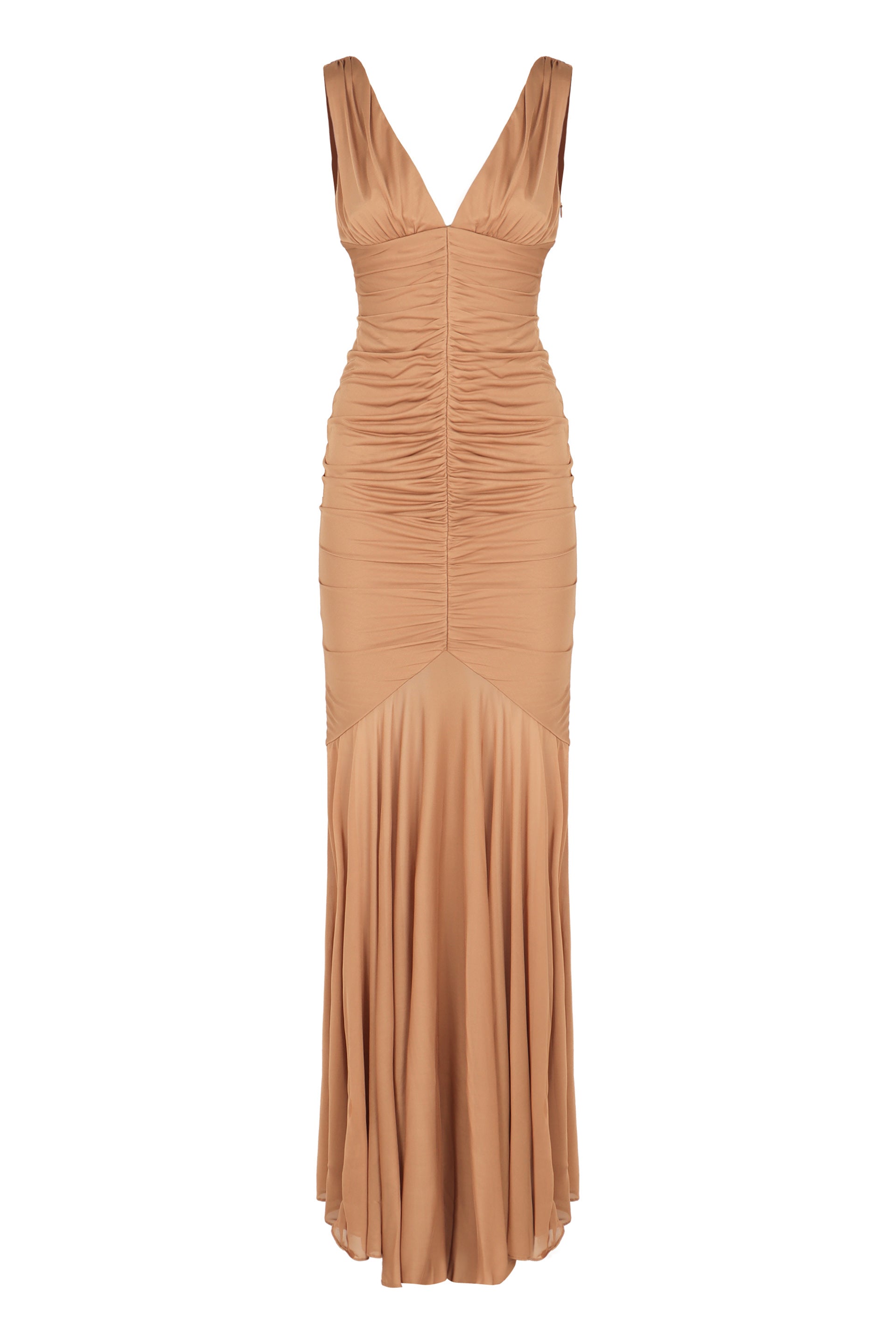 Draped V-Neck Midi Dress