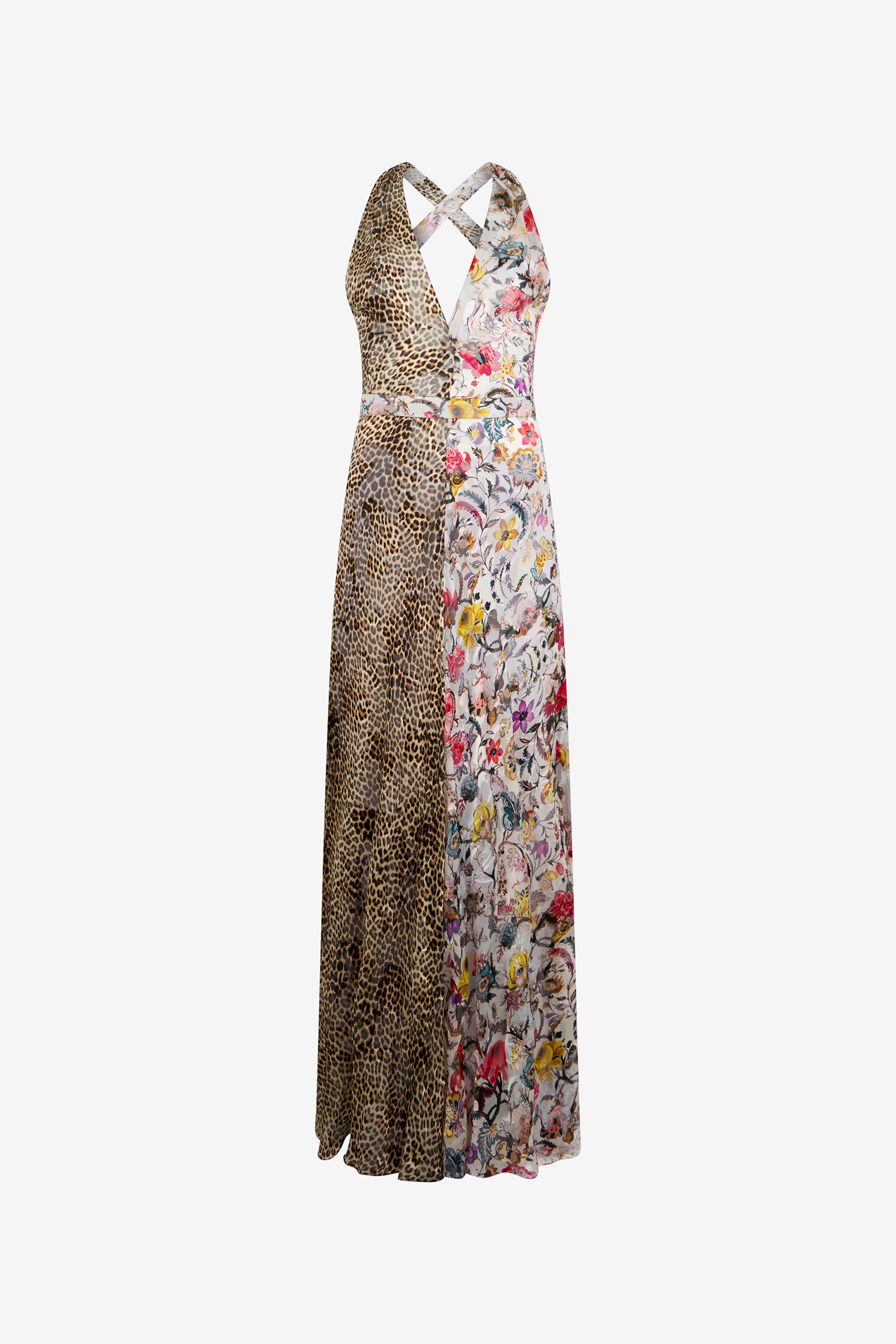 Long Chiffon Dress With Florentine Flowers Print