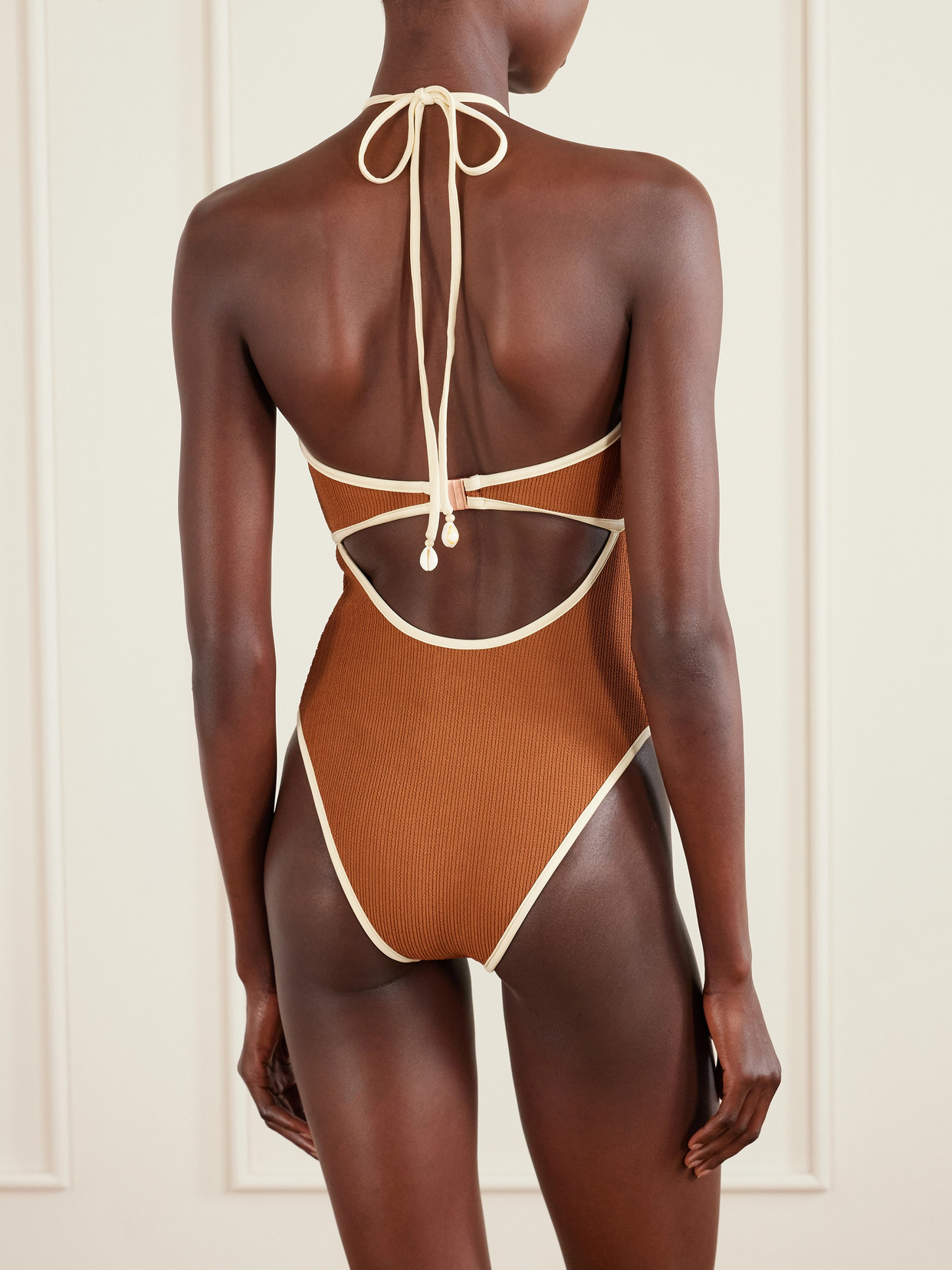 Sea Salt Cutout Swimsuit - Brown