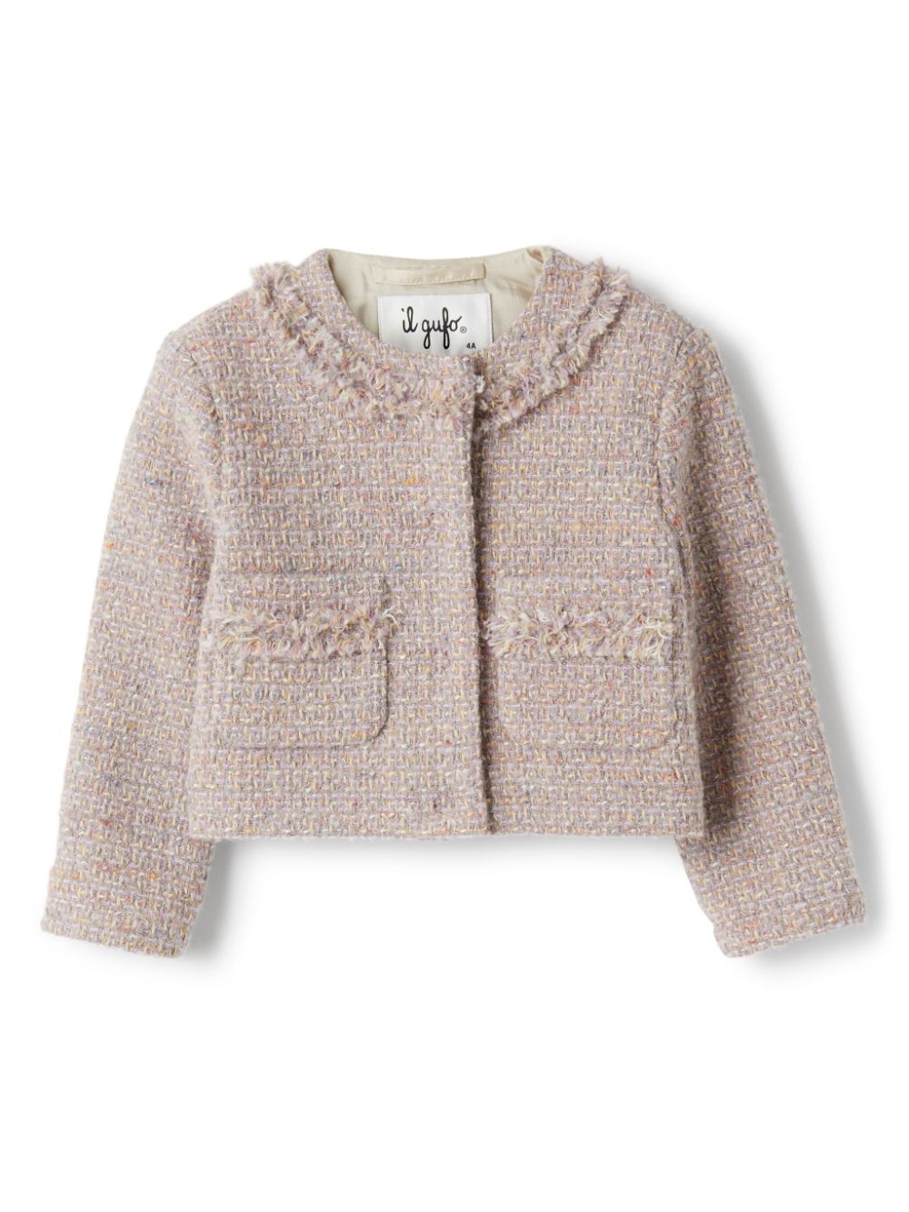 Frayed-detailing tweed jacket - Pink