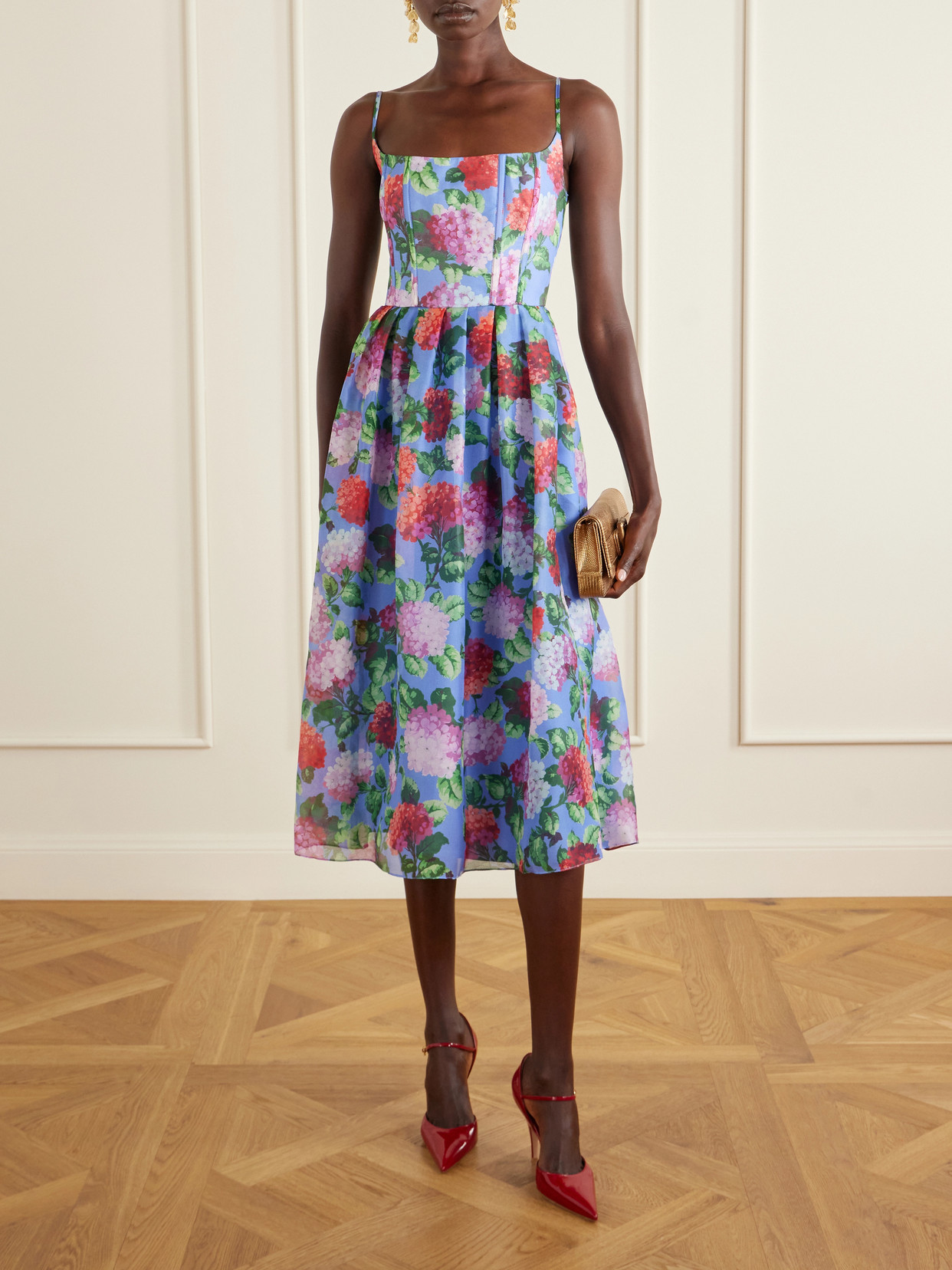 Floral-print Silk-crepe Midi Dress - Multi