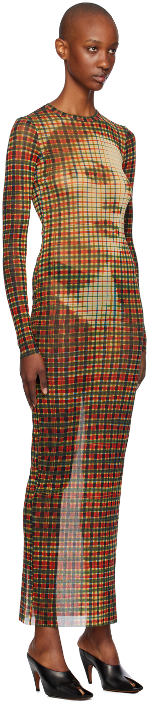 Jean Paul Gaultier Multicolor Tartan Face Maxi Dress