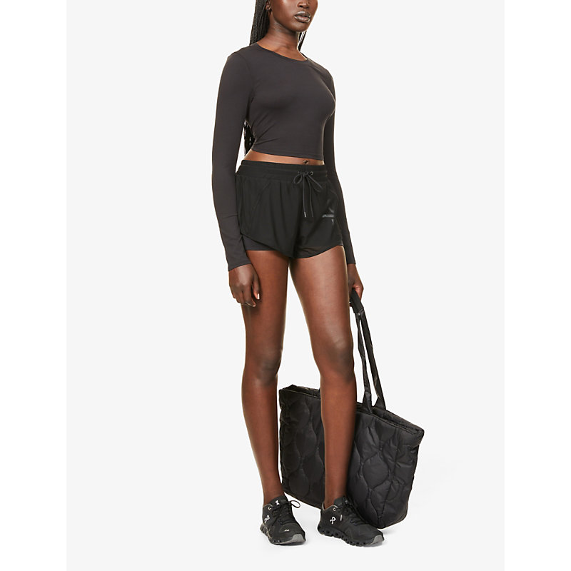 Womens Black Alosoft Finesse Slim-fit Stretch-jersey top