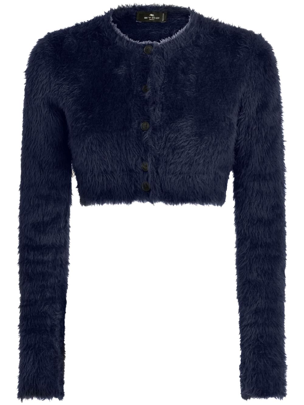 Faux-fur cropped cardigan - Blue