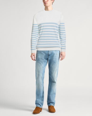 Man Sweater Sky blue Size L Cotton