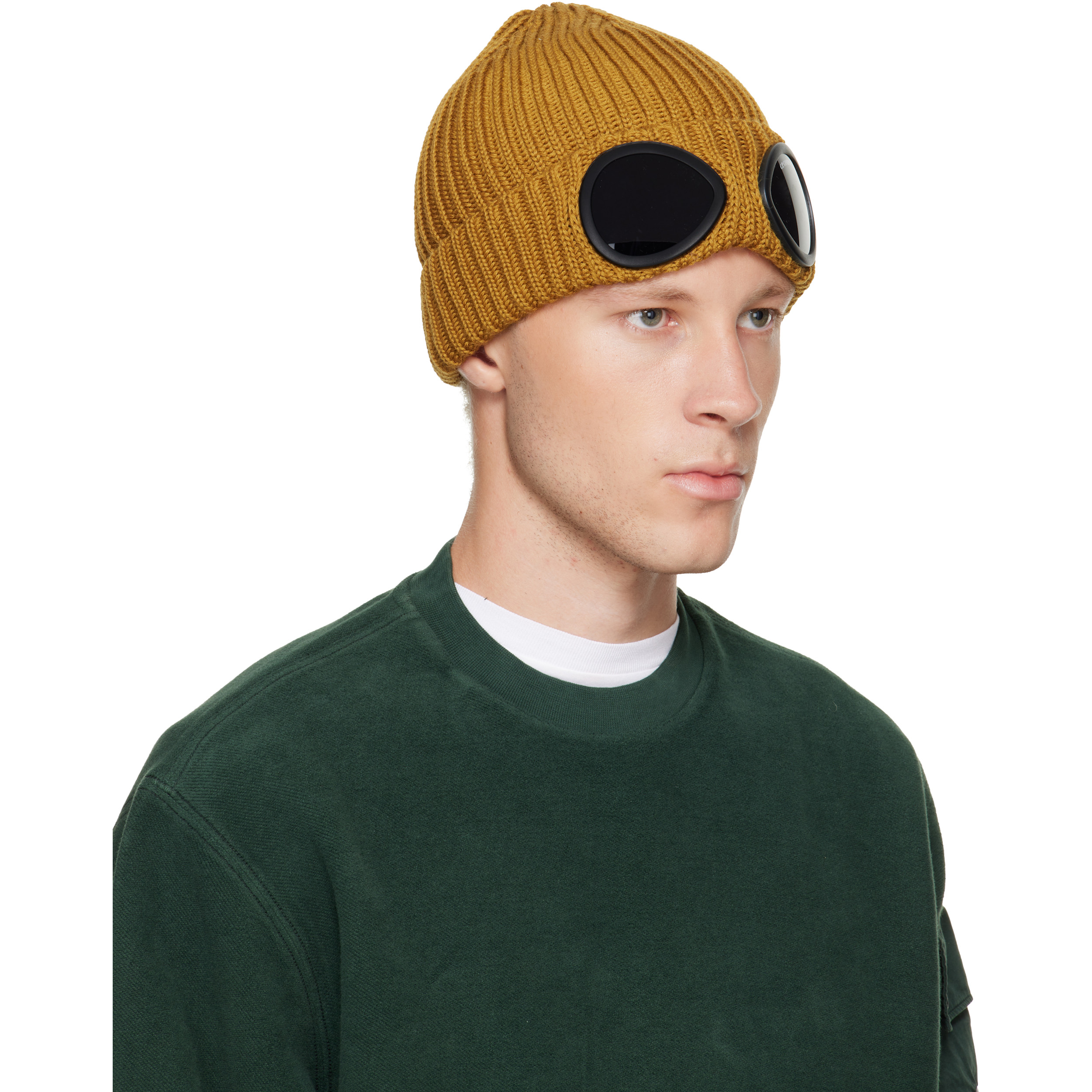 Yellow Extrafine Merino Wool Goggle Beanie