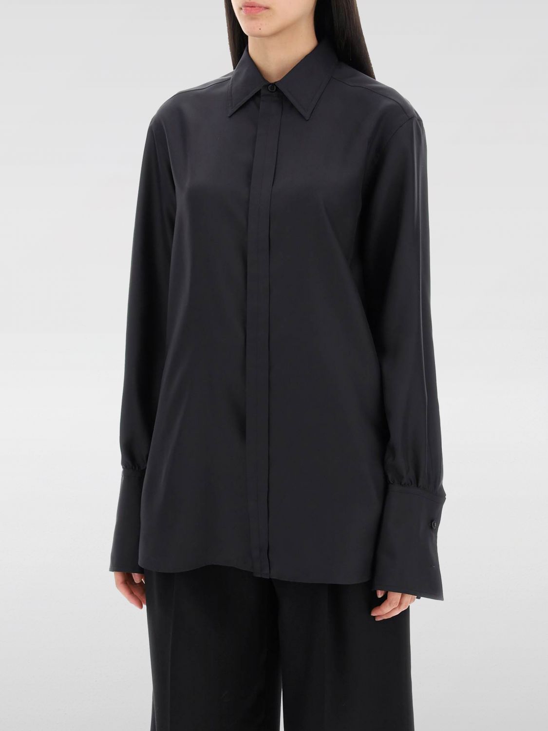 Long-sleeve silk shirt - Black