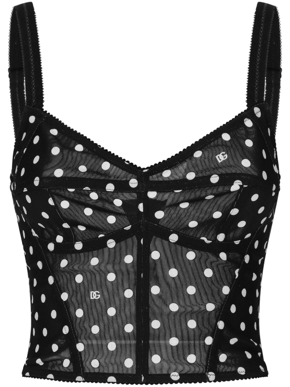 Polka-dot corset top - Black