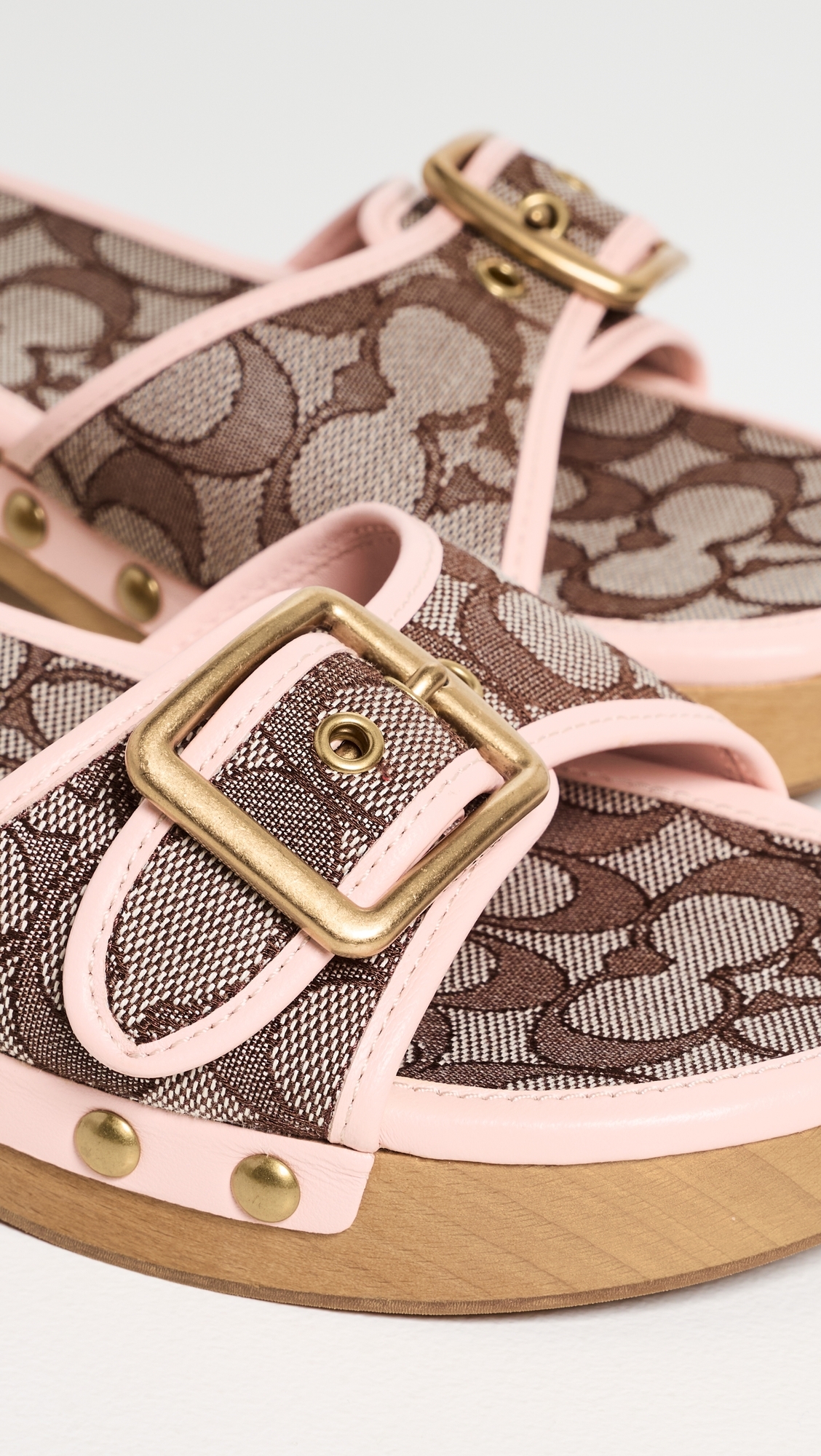 Margot Wooden Sandals Oak/Candy Pink