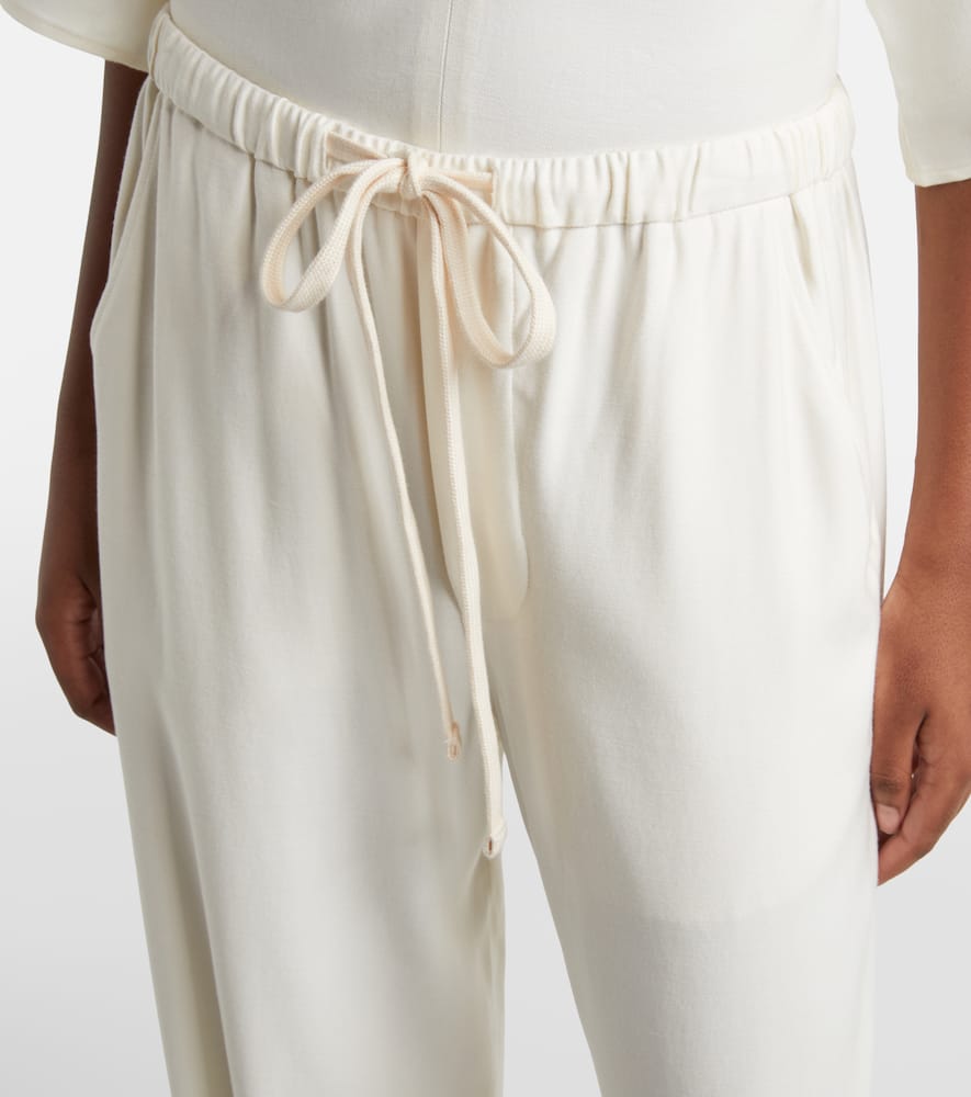 Bubble twill wide-leg pants