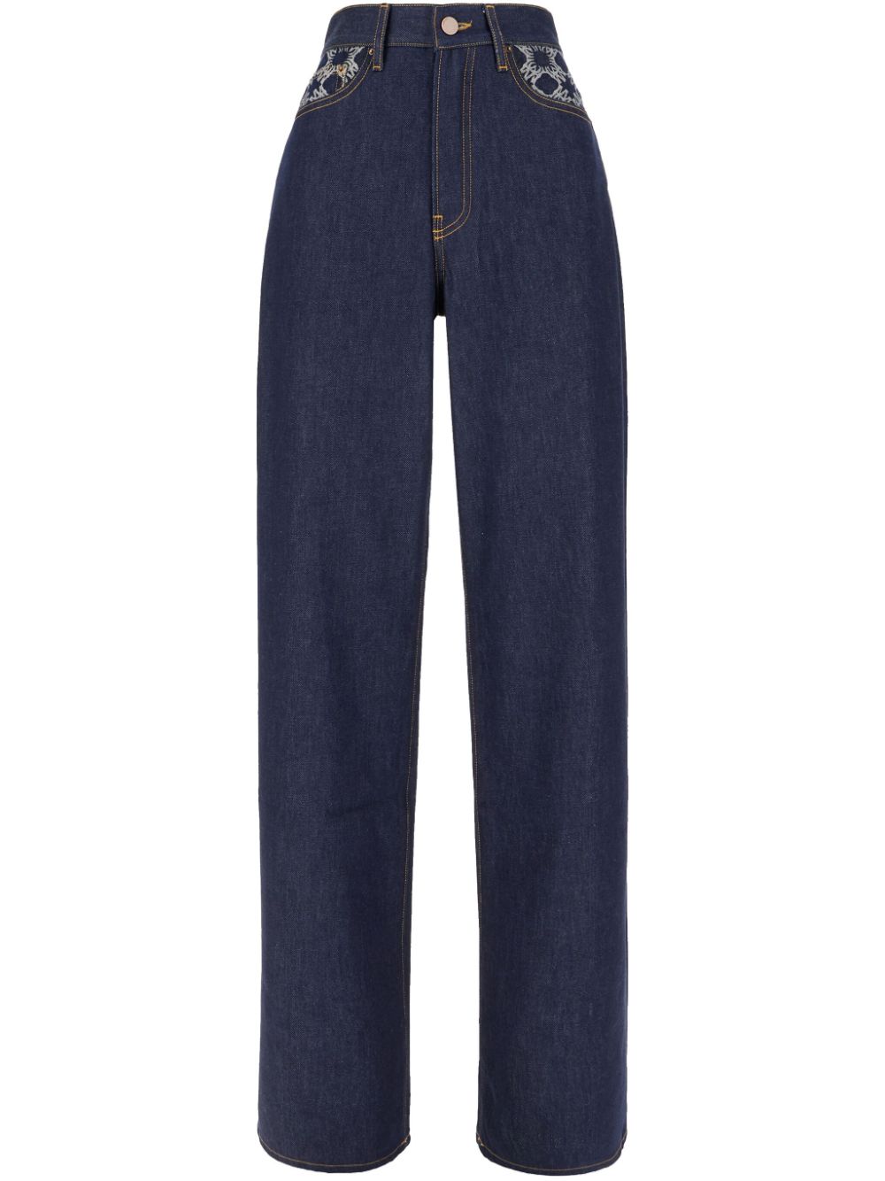 Monogram straight jeans - Blue