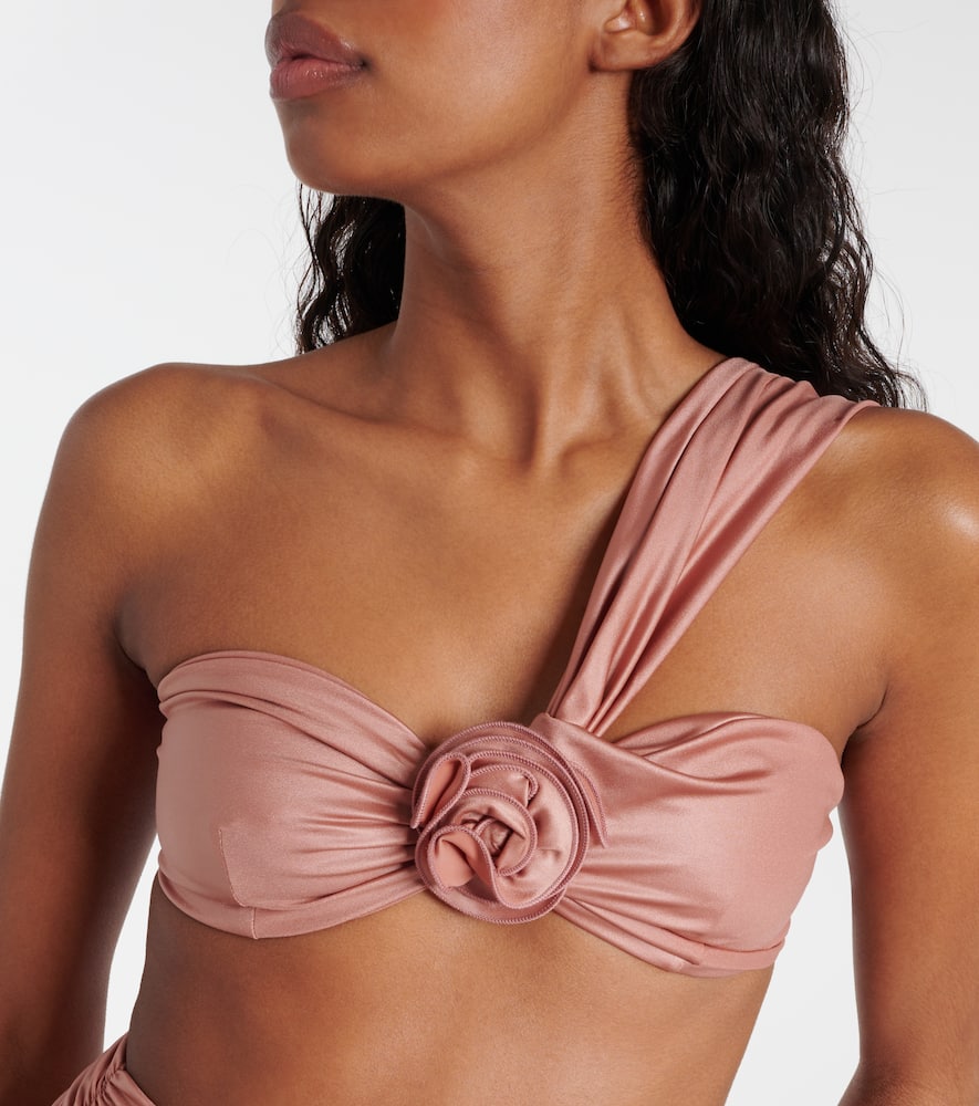 Floral-appliqué bikini top