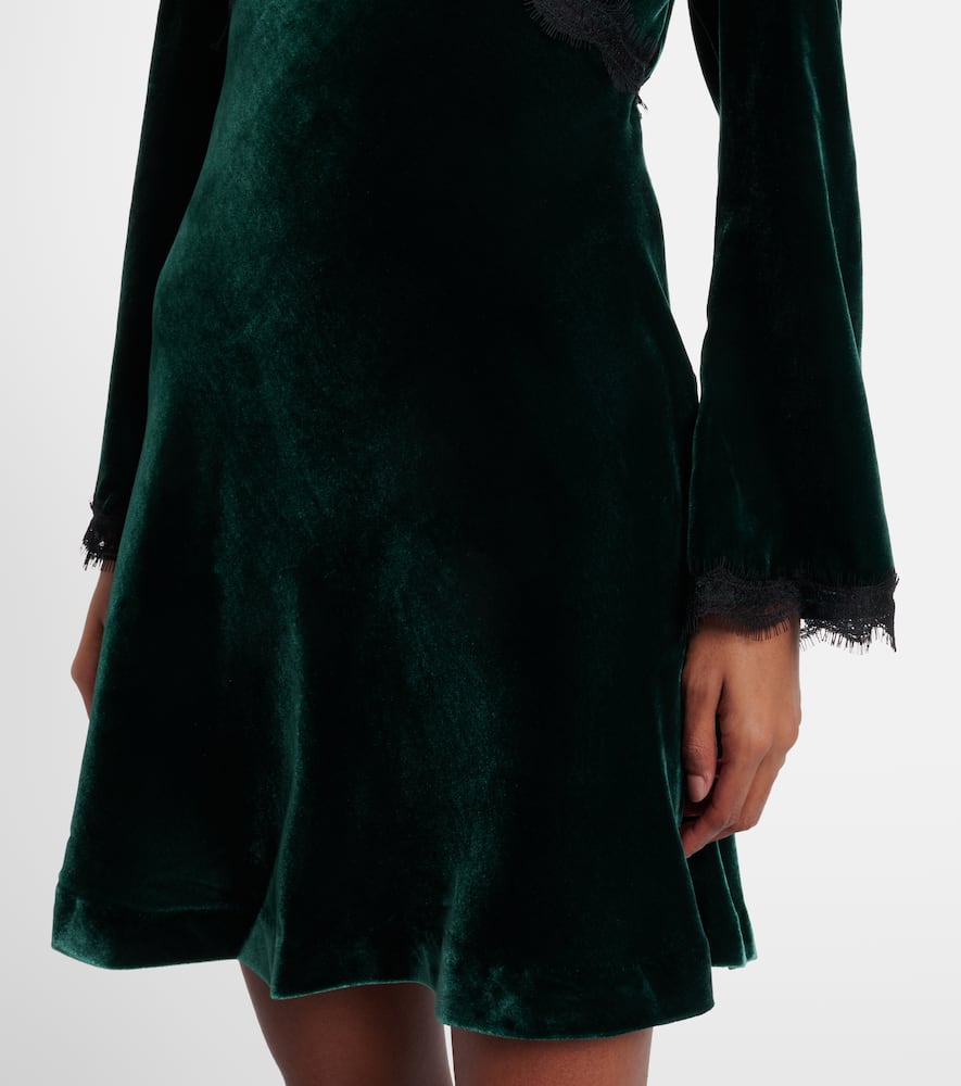 Macie lace-trimmed velvet minidress
