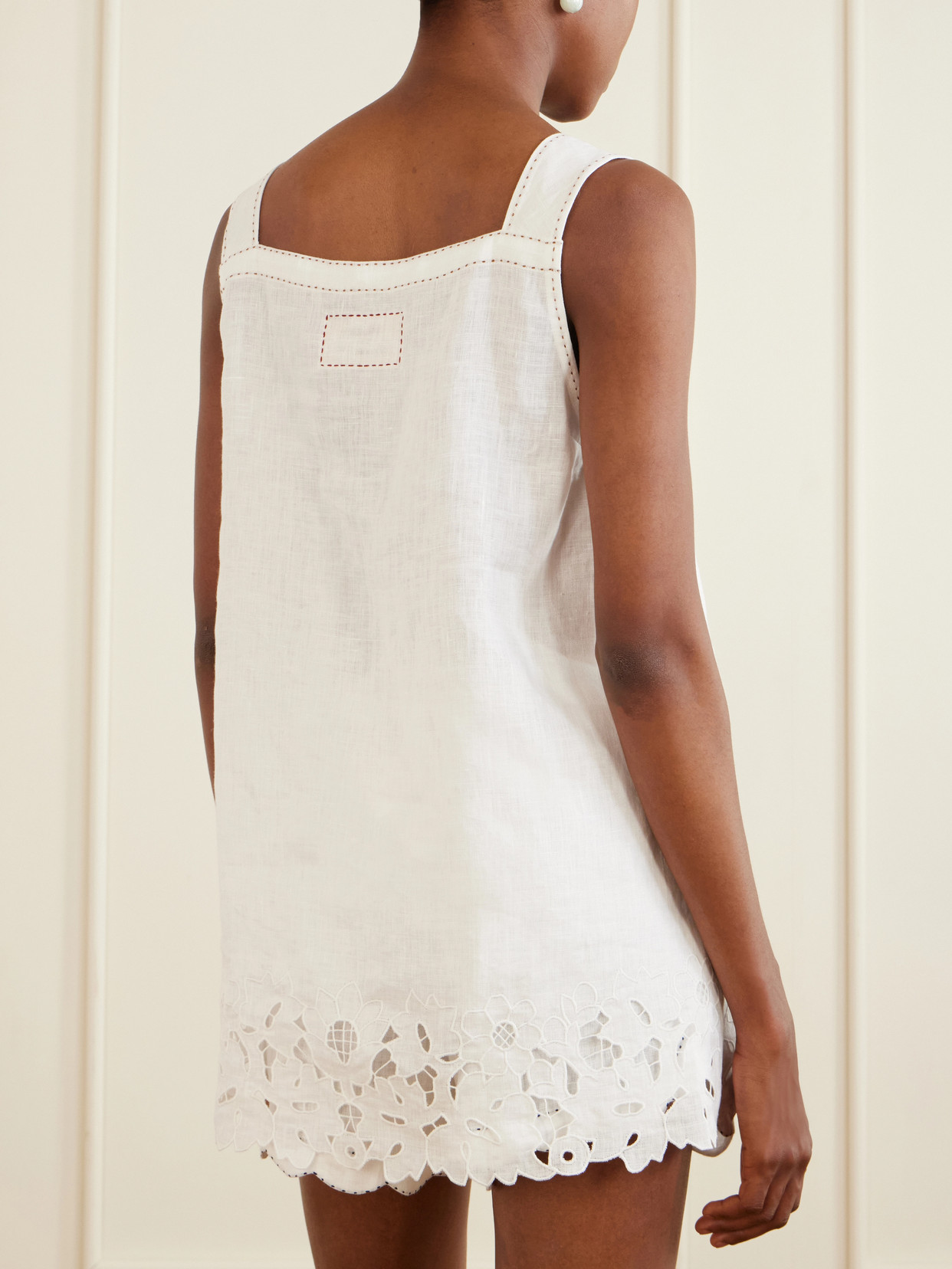 Galatea Broderie Anglaise-trimmed Linen Mini Dress - White