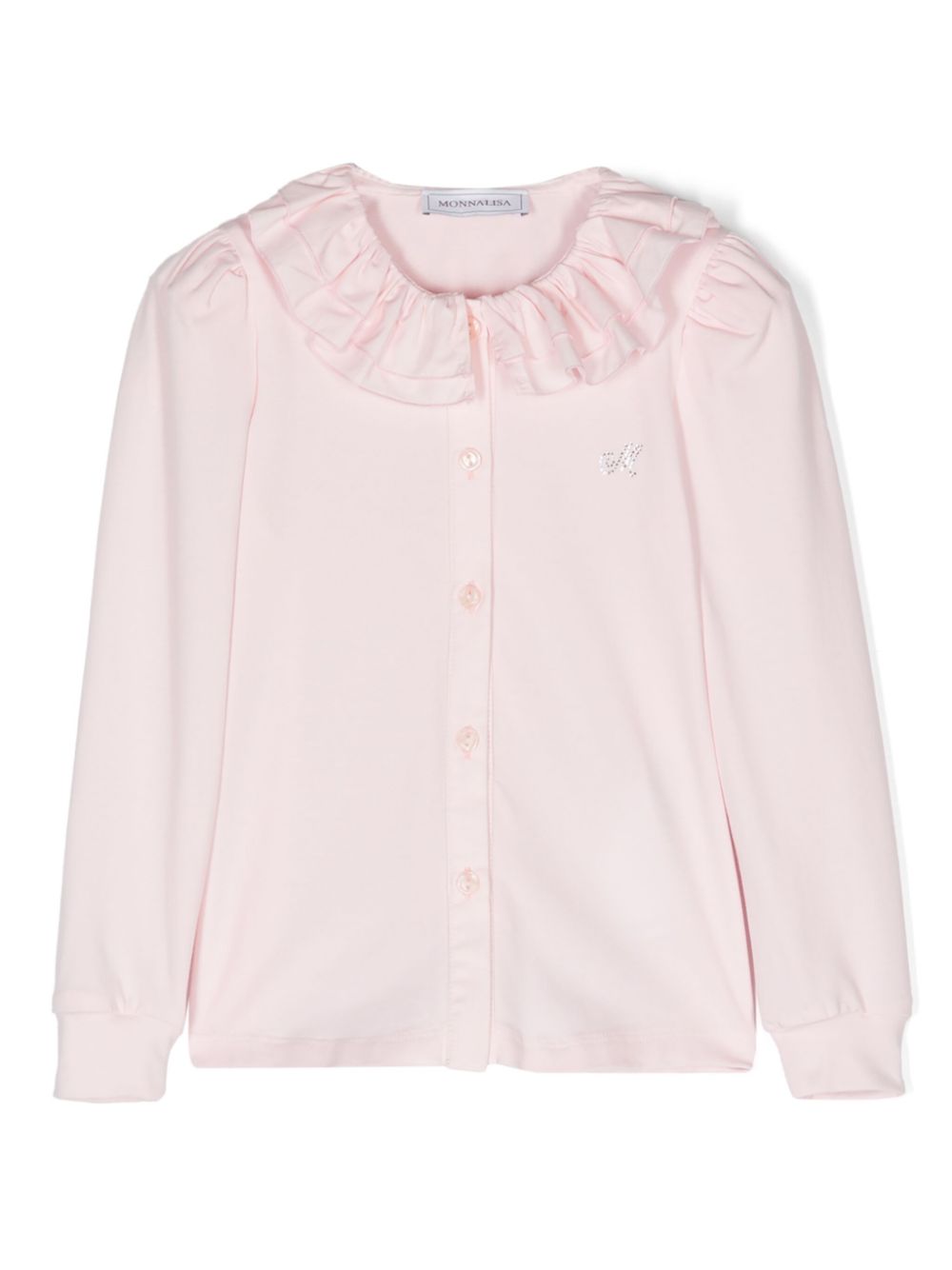 Rhinestone-monogram cotton blouse - Pink