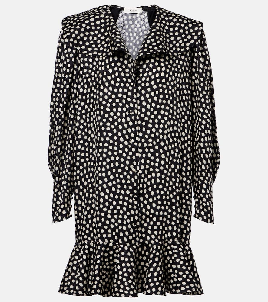 Chloé Polka-dot silk jacquard minidress