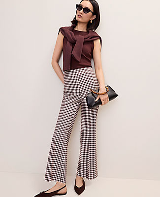 Ann Taylor The Tall Side Zip Flare Pant in Gingham
