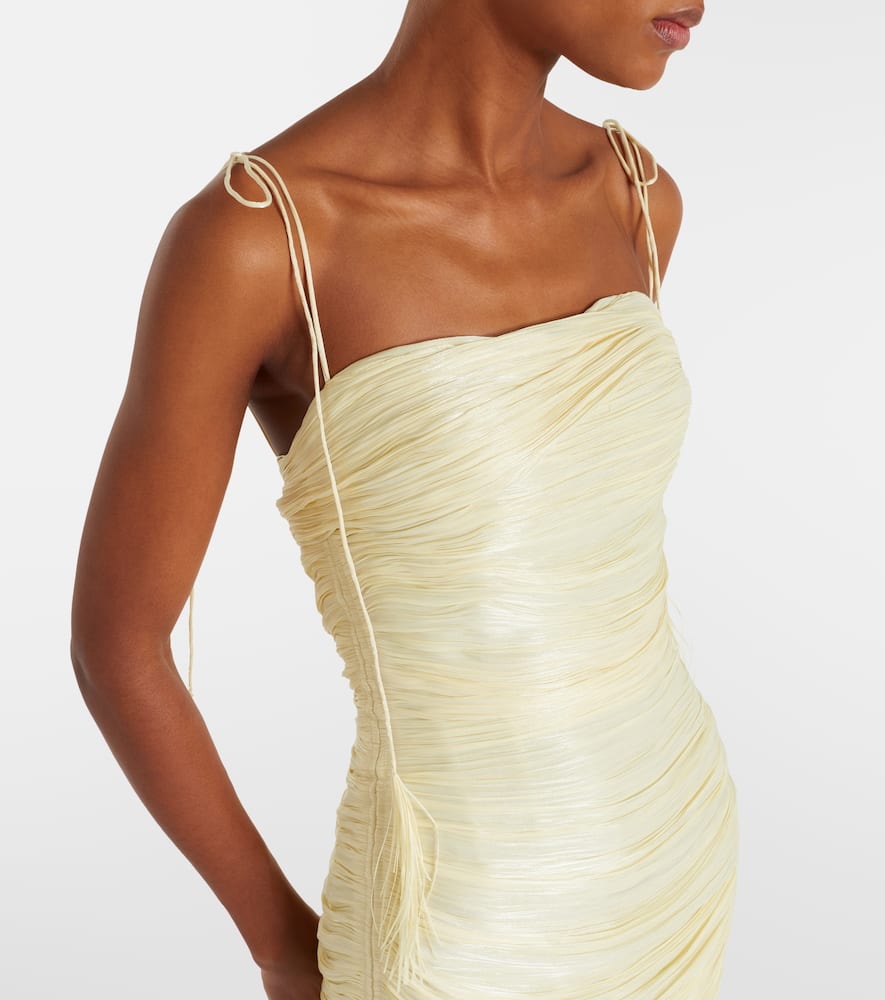Pleated organza gown