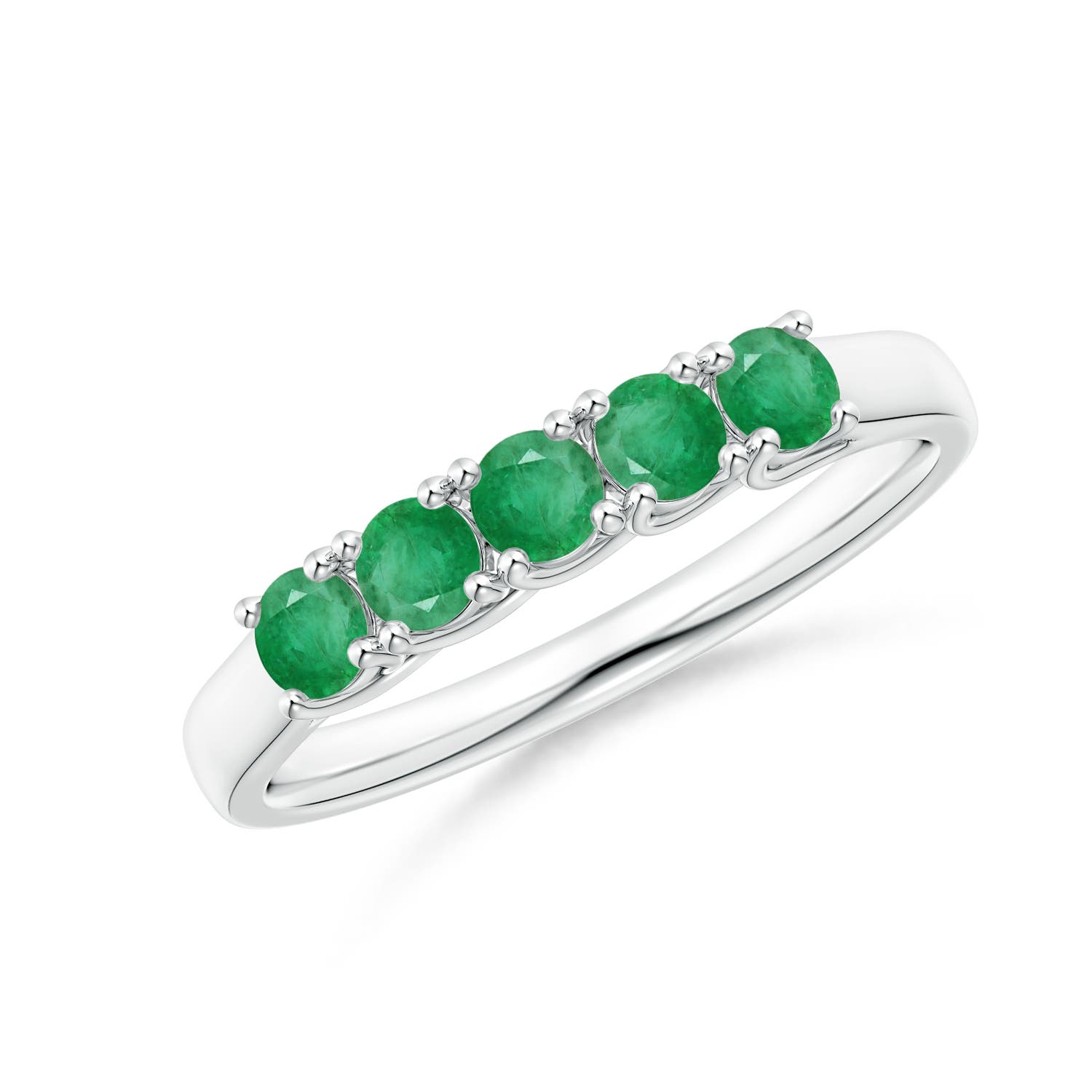Angara 0.45 Carat Half Eternity Five Stone Emerald Wedding Band in 14K White Gold