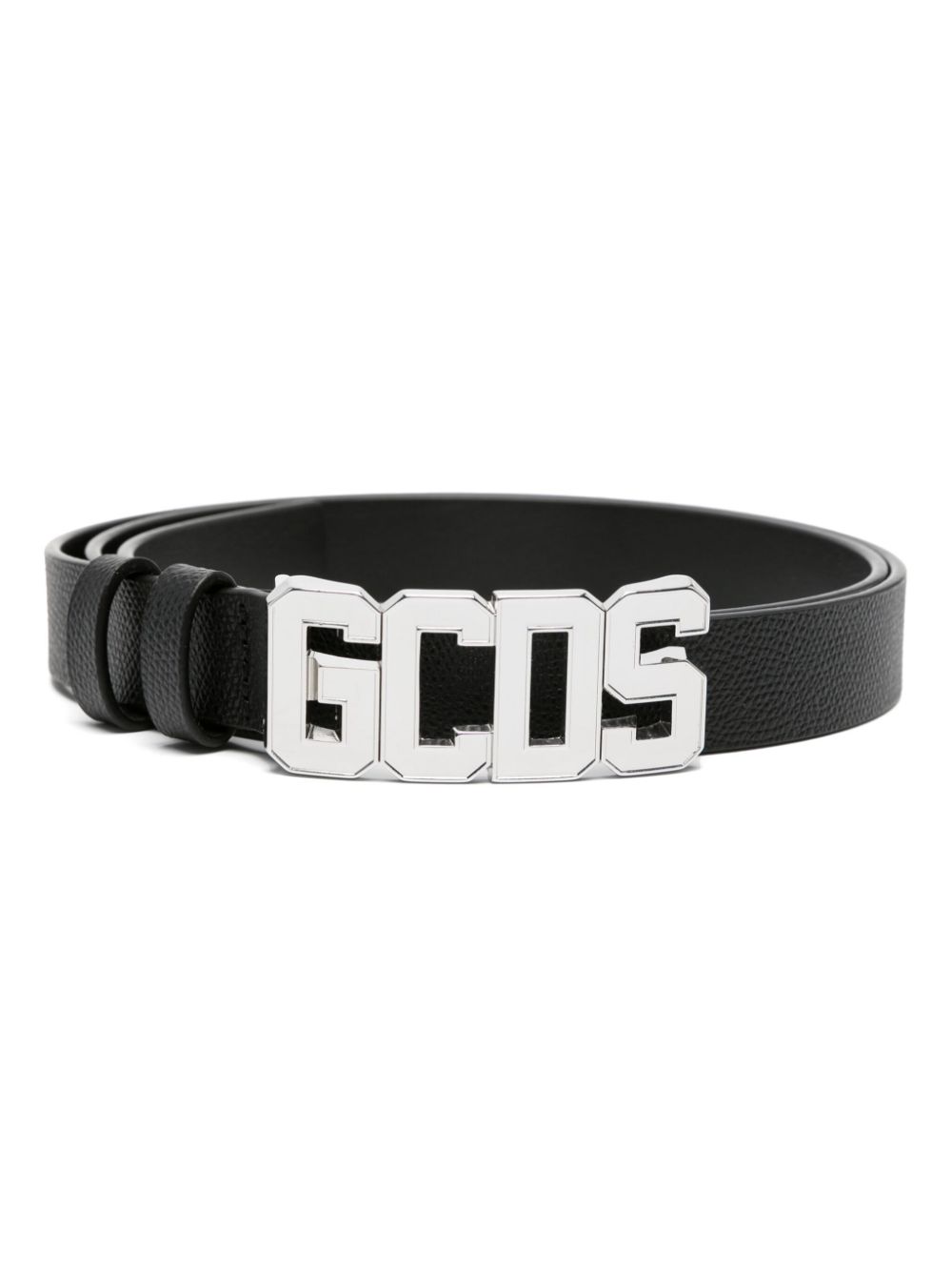 Logo-buckle leather belt - Black