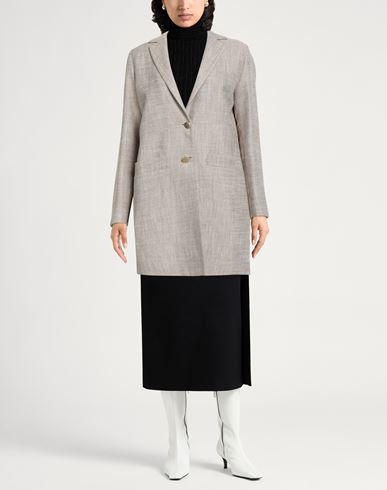 Woman Overcoat & Trench Coat Khaki Size 10 Linen, Silk, Polyester