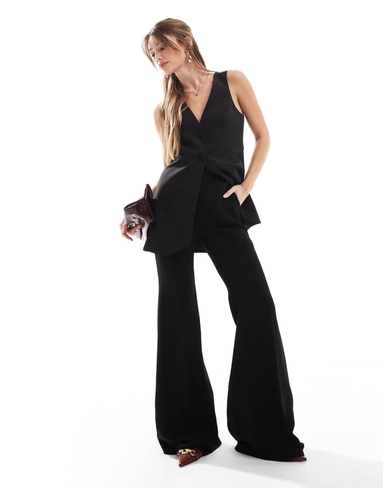 Miss Selfridge Womens longline waistcoat co ord in black