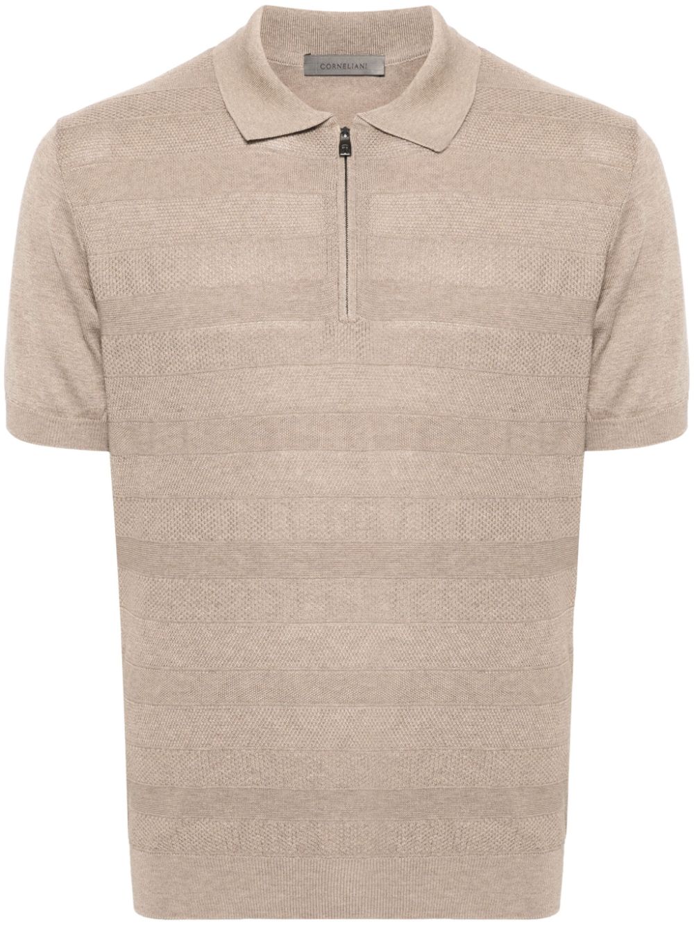Ribbed-knit polo shirt - Neutrals