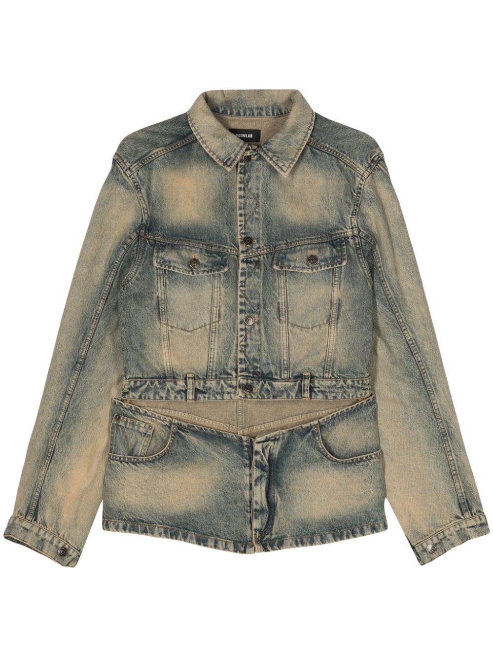 Cut-out detail denim jacket - Blue