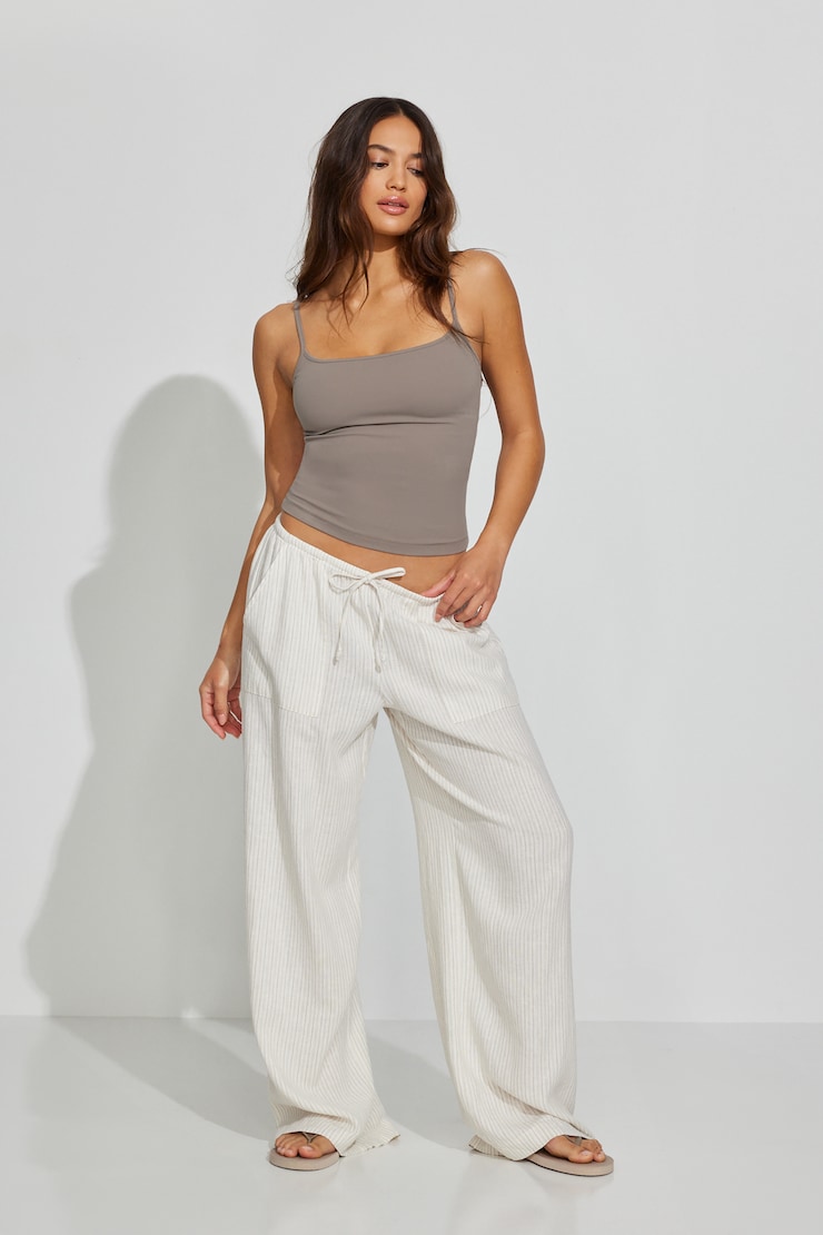 Millie Linen Pull-On Pants - Beige - Women Clothing