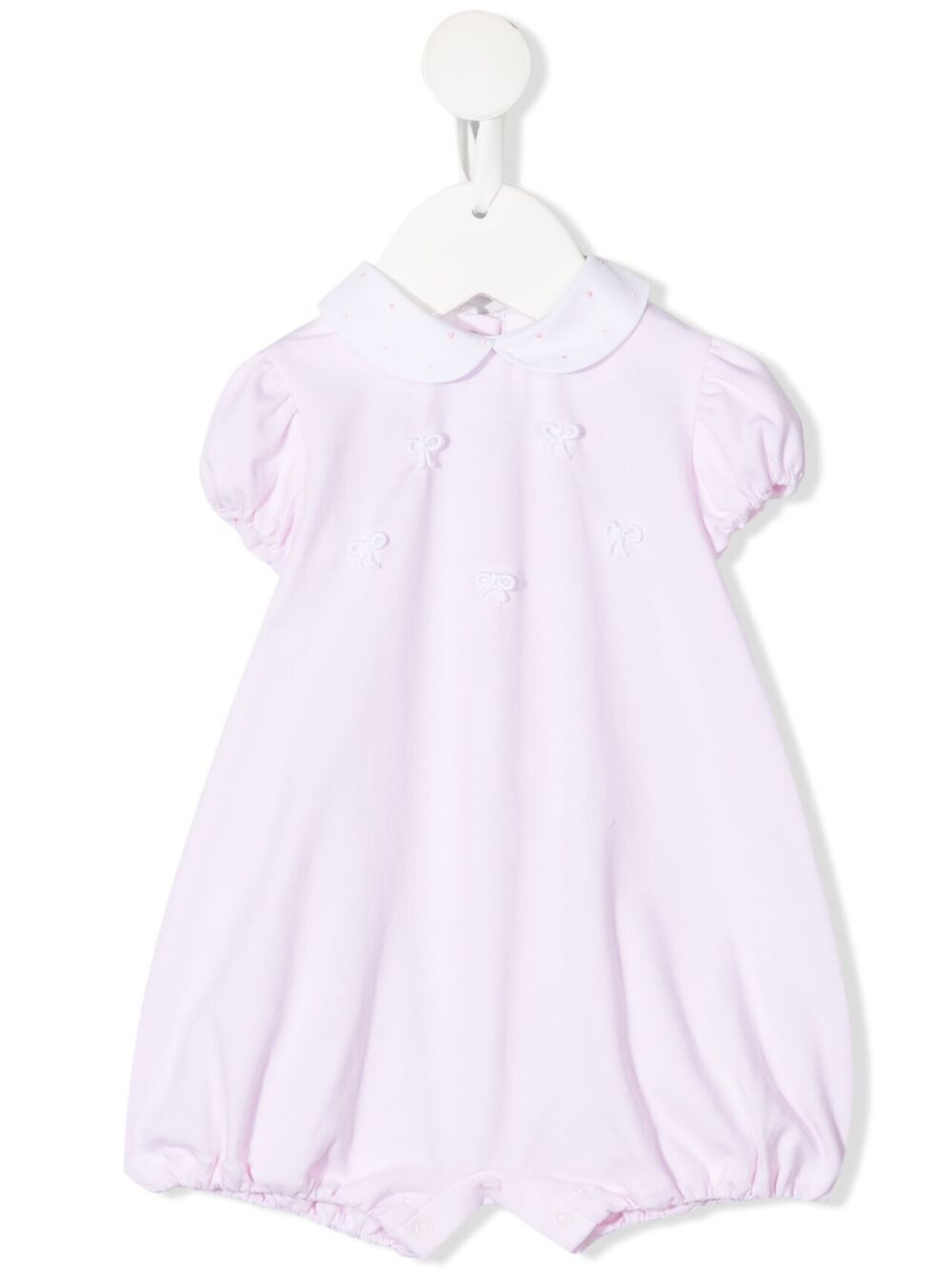 Bow-detail short-sleeved romper - Pink