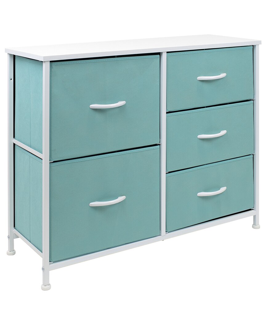 Aqua Dresser With 5 Drawers