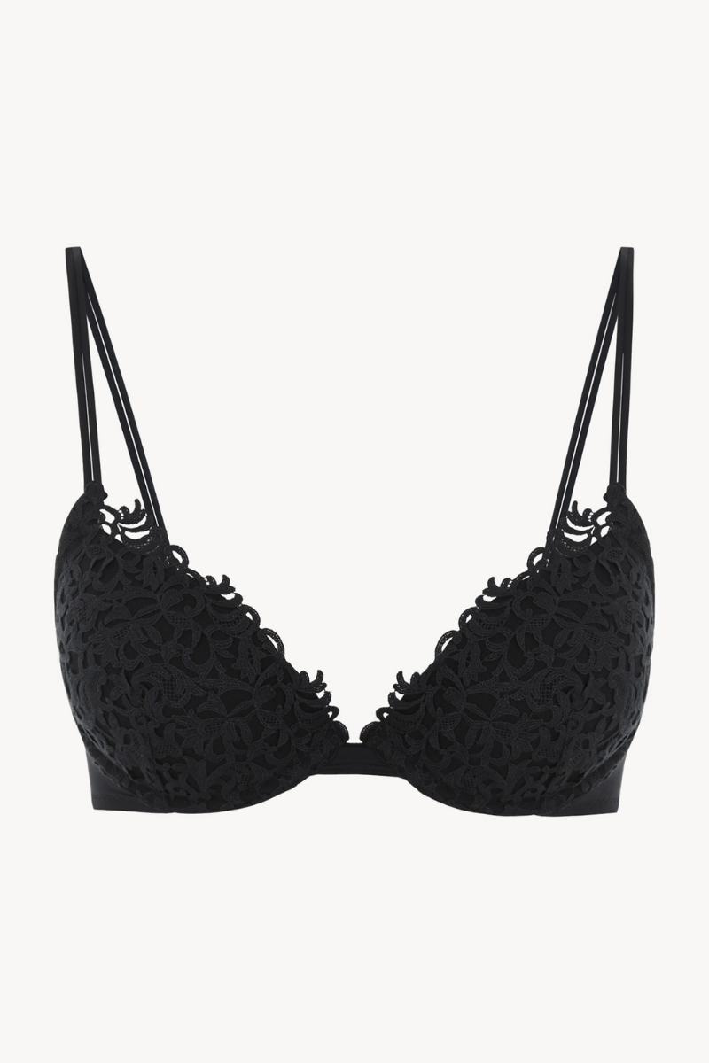 Macramé Push-Up Bra — Black