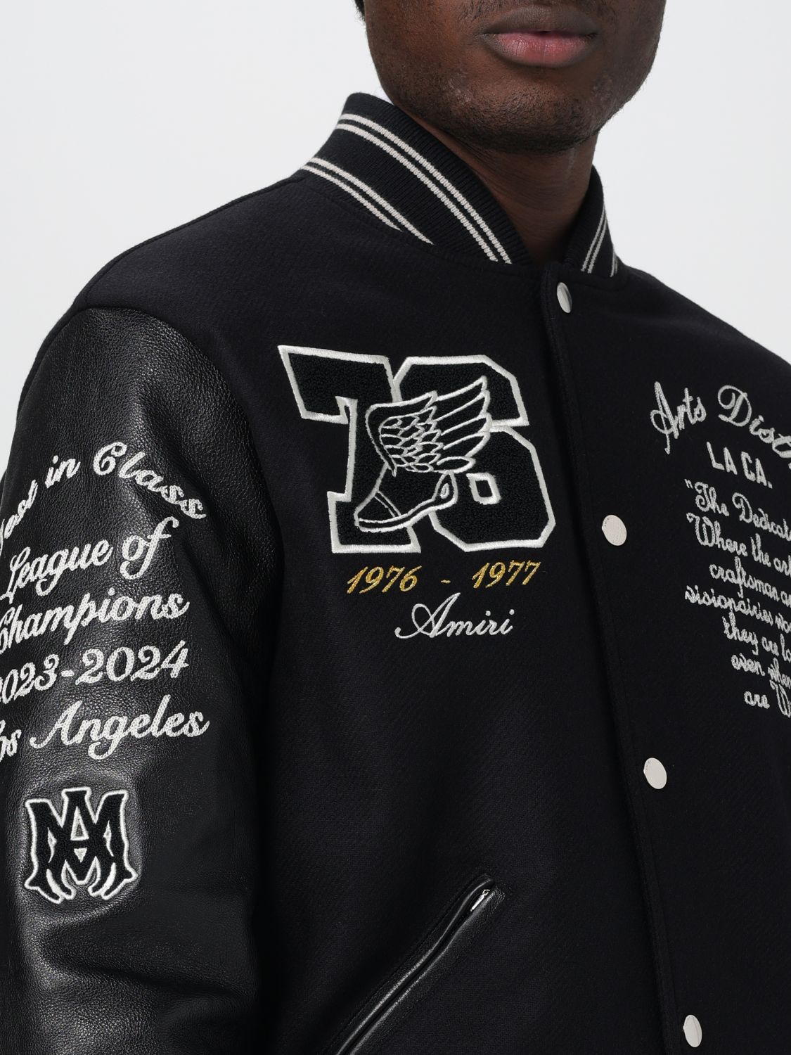 Eagle Varsity leather-panelled bomber jacket - Black
