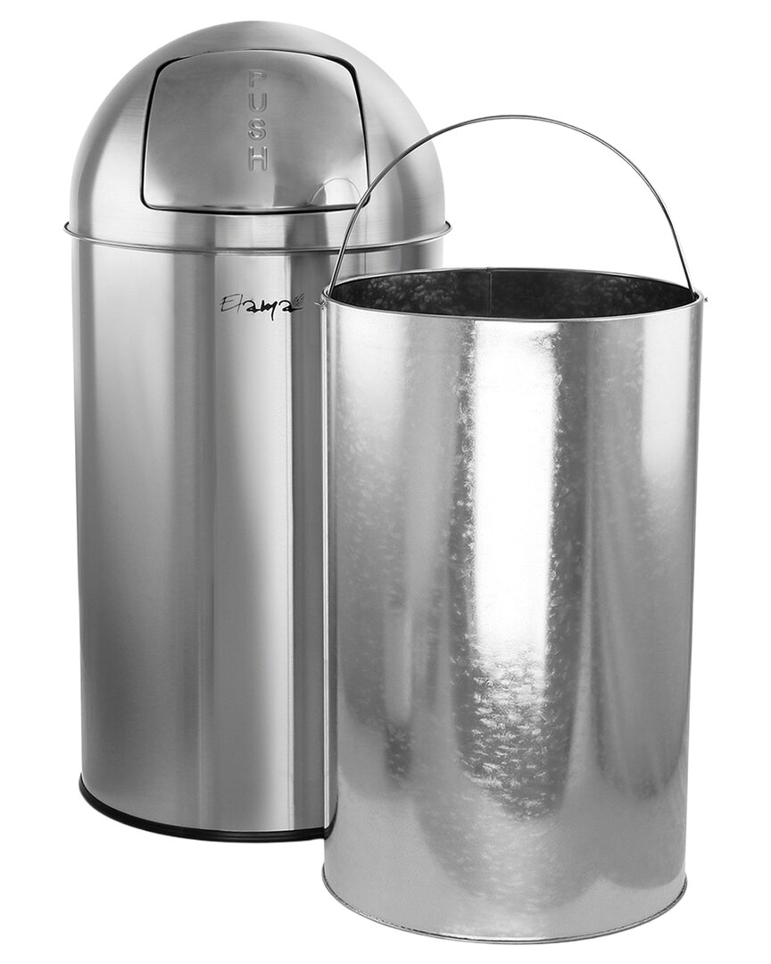 13 Gallon Push Lid Stainless Steel Trash Bin