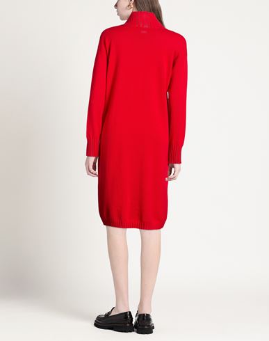 Woman Midi dress Red Size 14 Virgin Wool, Silk, Cashmere, Recycled brass
