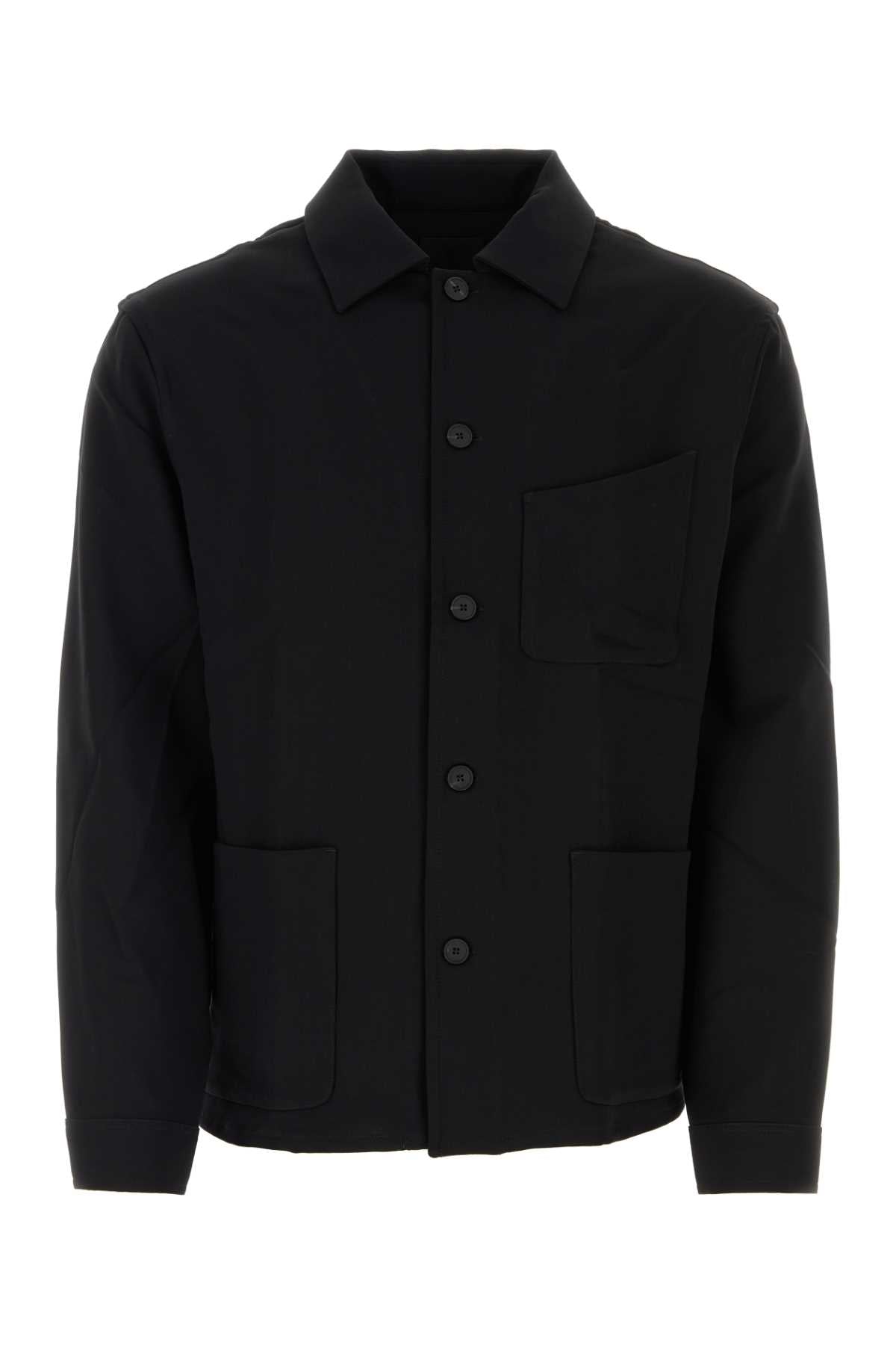Wool Blend Overshirt — Black